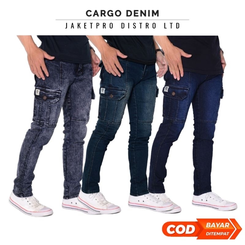 Jual Celana Jeans Cargo Denim Street Pria Kargo Panjang Tactical