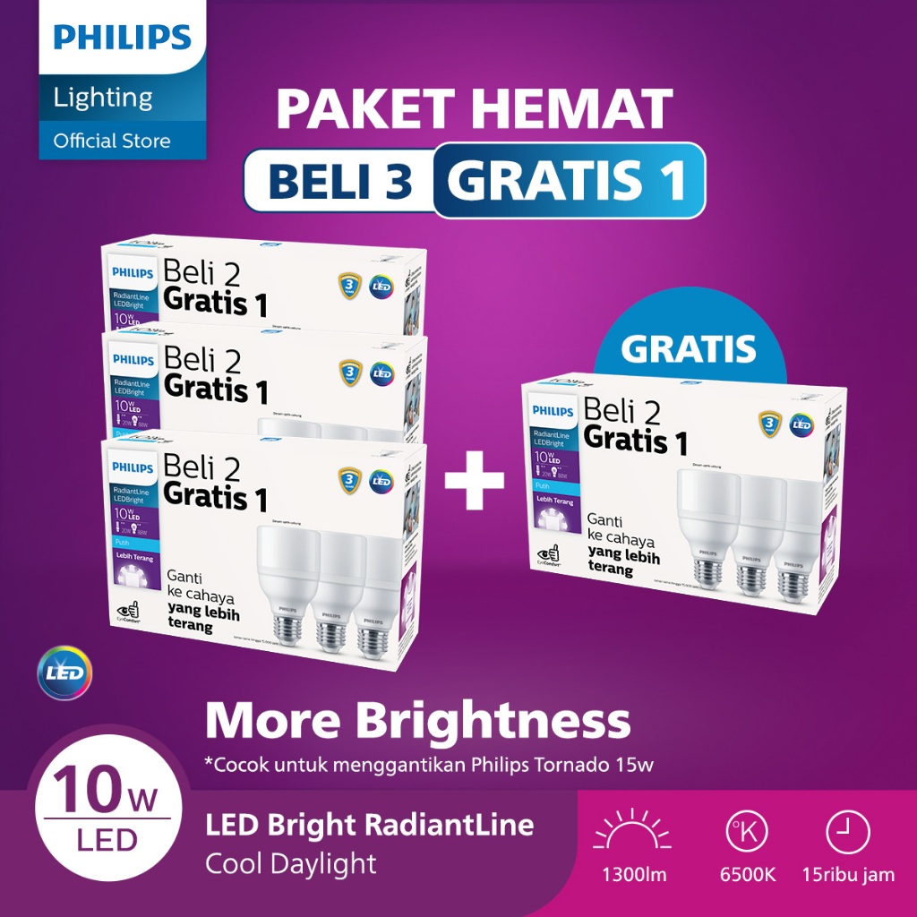 Jual Philips Paket Beli Gratis Lampu Multipack Radiantline Led