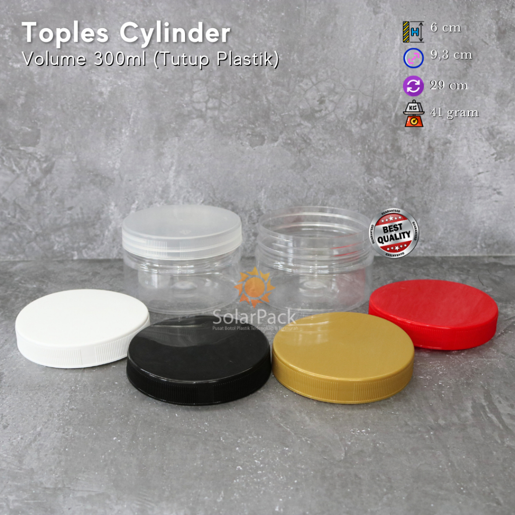 Jual Toples Plastik PET 300ml Silinder Cylinder Jar Tabung Kue Snack