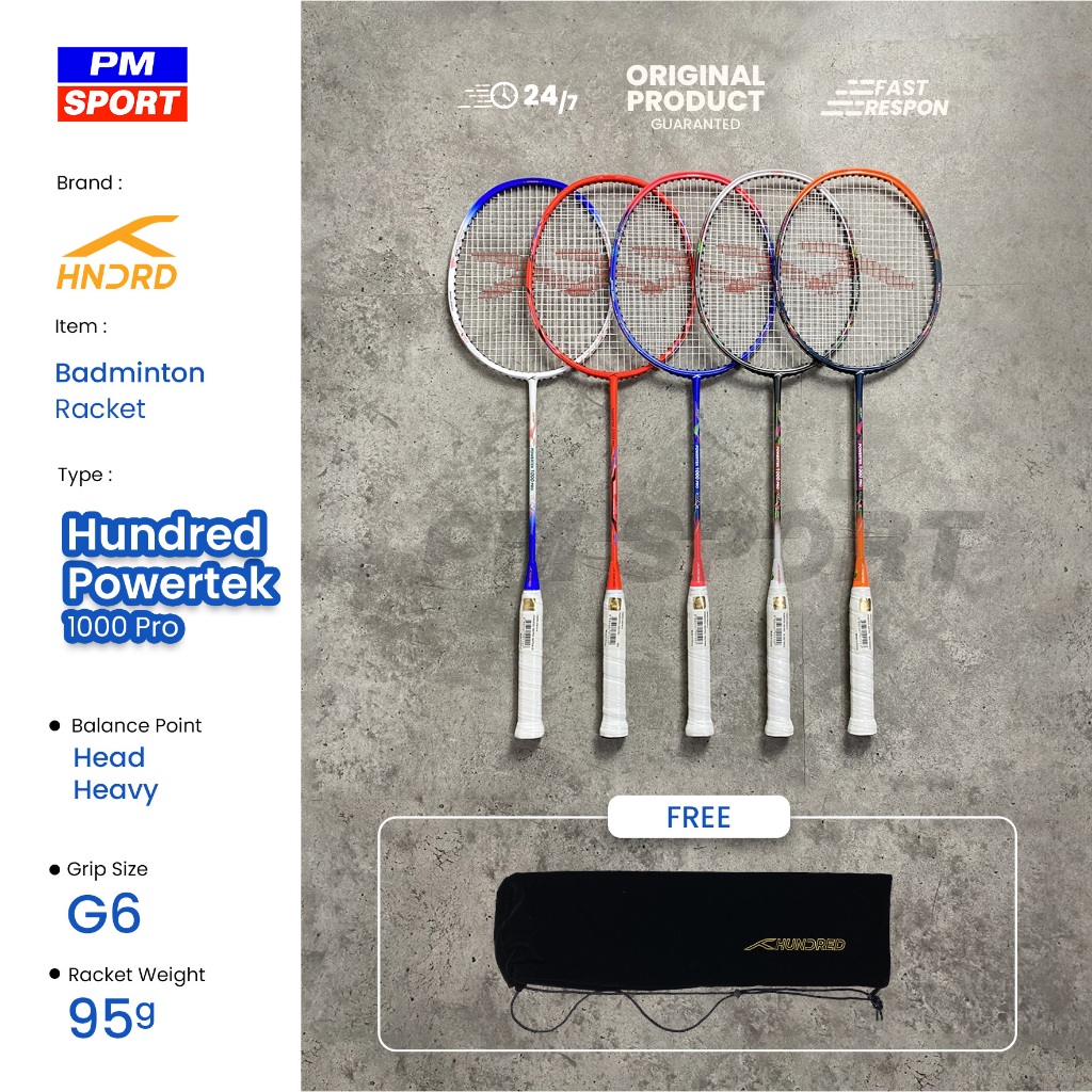 Jual RAKET BADMINTON BULUTANGKIS HUNDRED POWERTEK 1000 PRO ORIGINAL