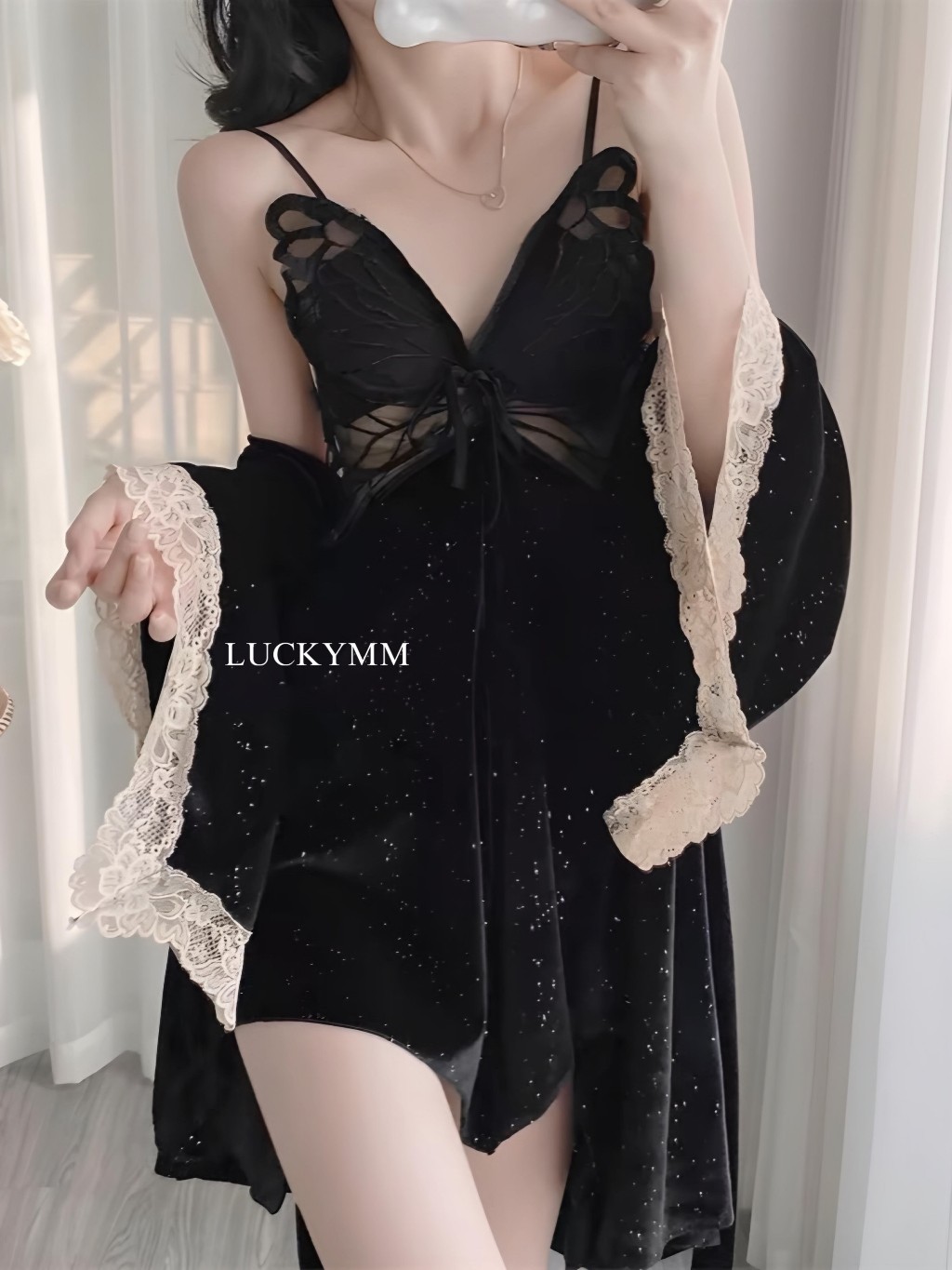 Jual Luckymm Sexy Lingerie Glitter Kimono In Baju Tidur Wanita