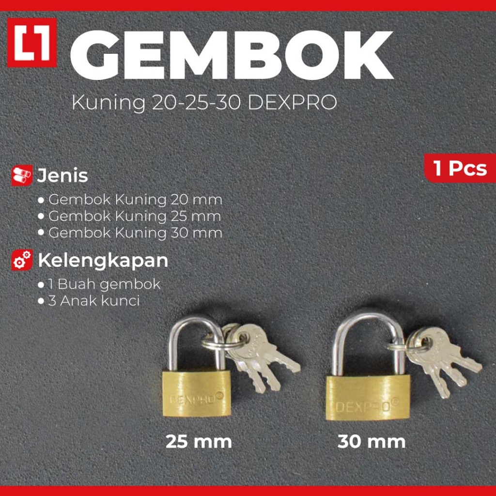 Jual Gembok Kuning Kecil Koper Laci Lemari Tas 25 30mm Dexpro