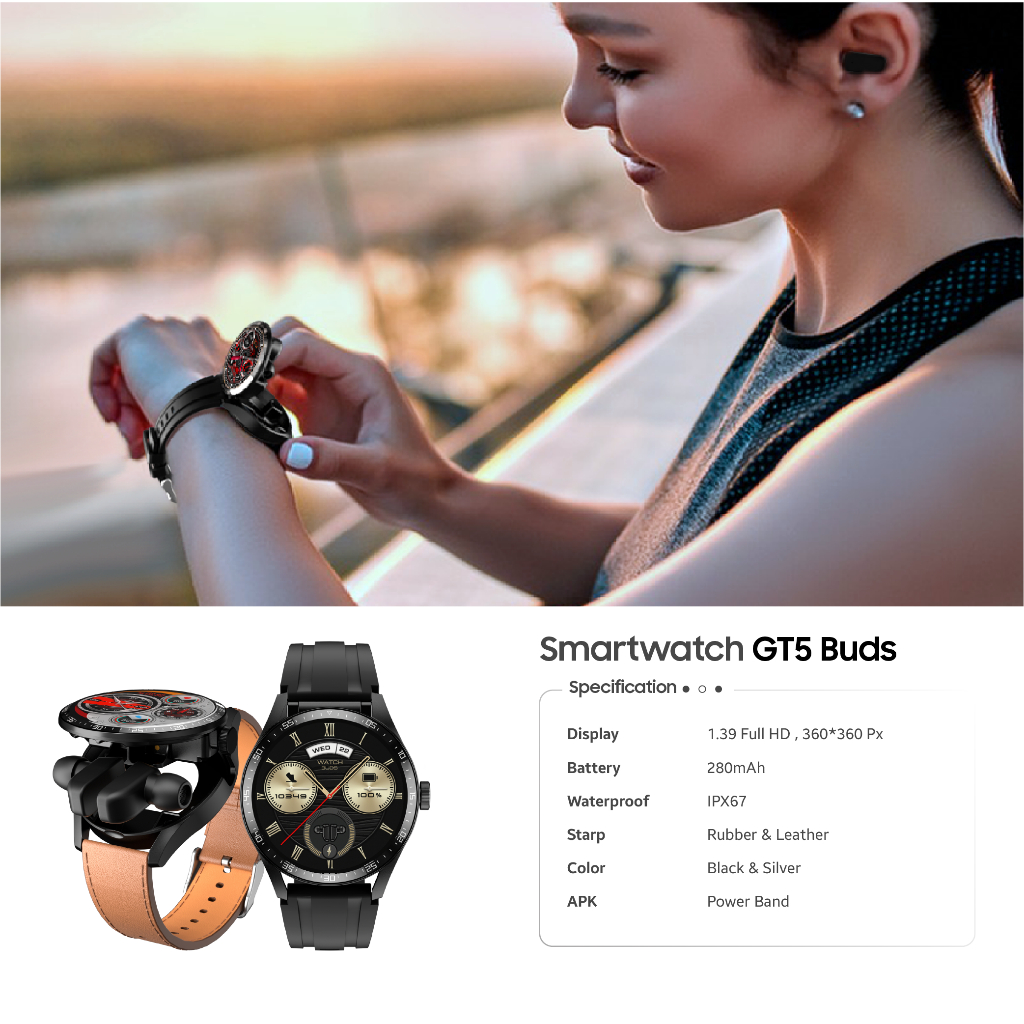 Jual Smartwatch Gt Buds Jam Tangan Pintar Musik Olahraga Sport Cek