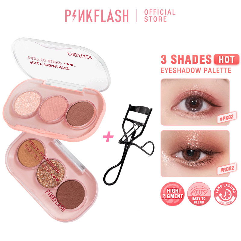 Jual Pinkflash Shades Eyeshadow Palette Giltter High Pigment Easy To