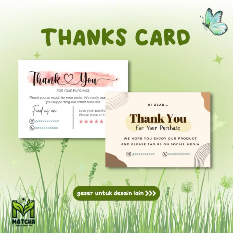 Jual Thank You Card Thanks Card Kartu Terima Kasih Olshop Souvenir