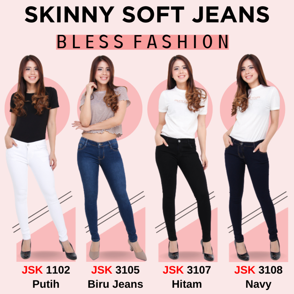 Jual JSK Celana Panjang Wanita Skinny Soft Jeans Stretch Jumbo Big Size