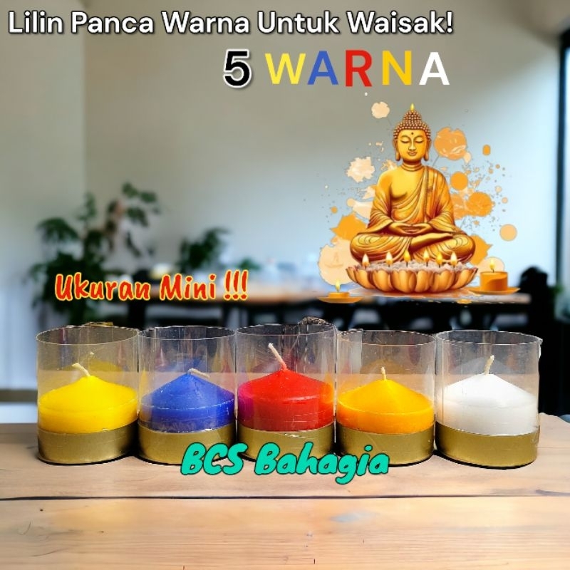 Jual Lilin Sembahyang Waisak 5 Warna Pancawarna Kathina Panca Warna 1 8