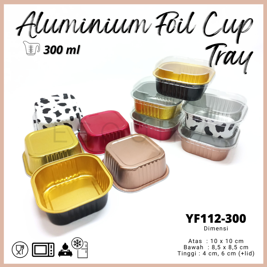 Jual Aluminium Foil Cup Tray 300 ML Lid 10 PCS YF112 300