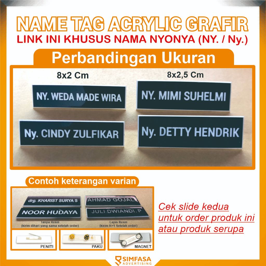 Jual Nama Dada Akrilik Grafir Nyonya Bhayangkari Persit Name Tag