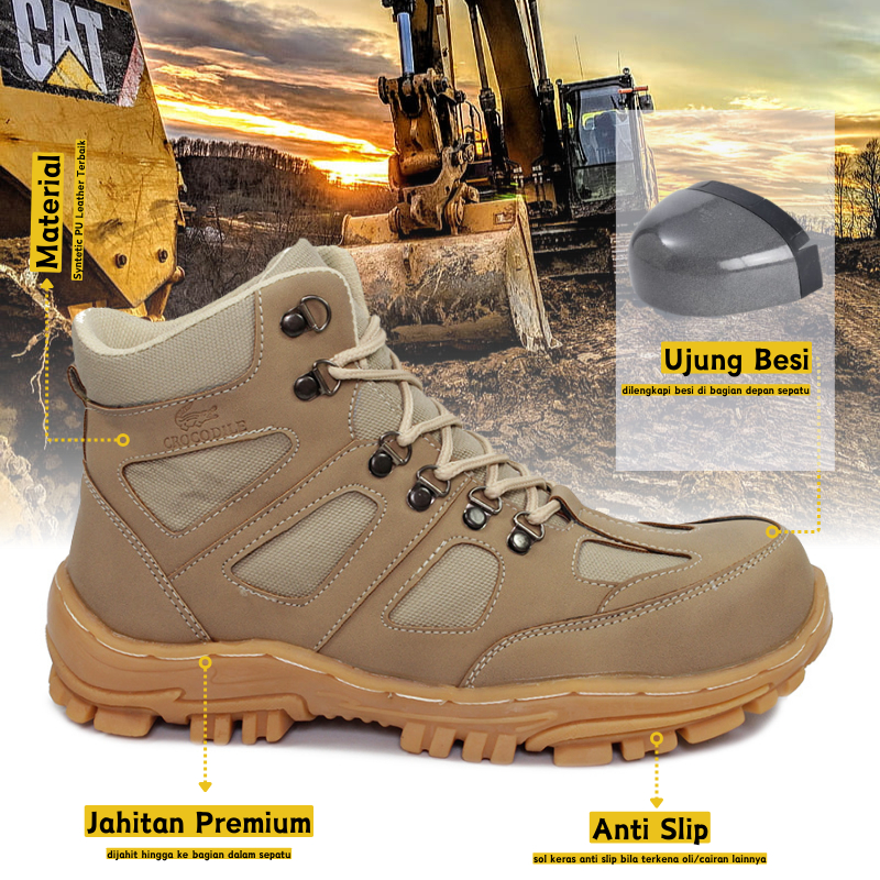 Jual Sepatu Safety Pria Ujung Besi Proyek Sepatu Boots Pria Kerja