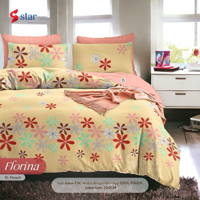 Jual Sprei Katun Star Collection Motif Florina 2 Warna Tika Shopee