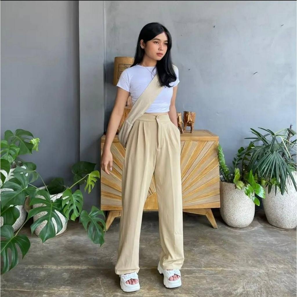 Jual Jennie Knit Pants Kulot Highwaist Knit Kancing Kulot Knit Shopee