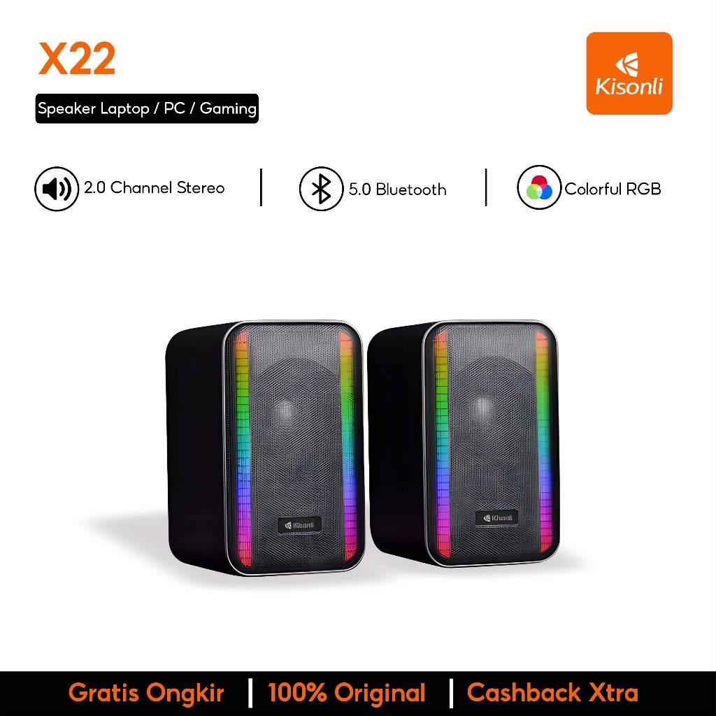 Jual KISONLI Speaker Laptop PC Gaming X22 Super Bass RGB Rhythm