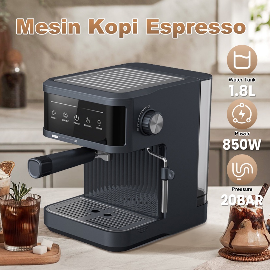 Jual Mesin Kopi Espreso 20 Bar Espresso Coffee Maker Pembuat Kopi 1 8L