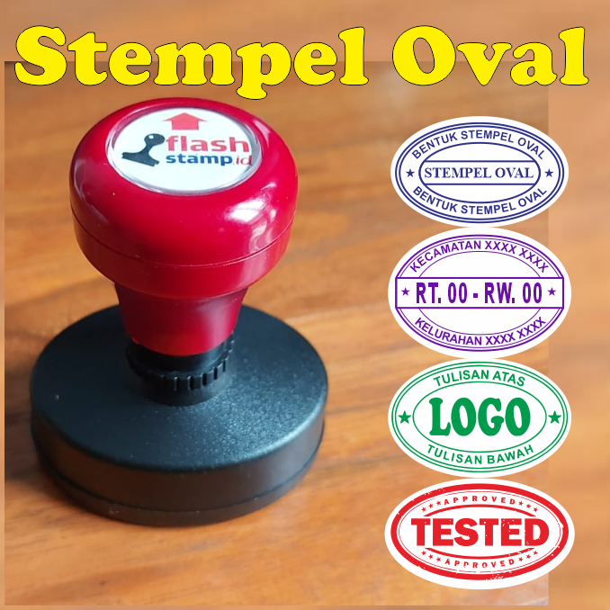 Jual Custom Stempel Flash Oval Lonjong Free Desain Otomatis Berwarna