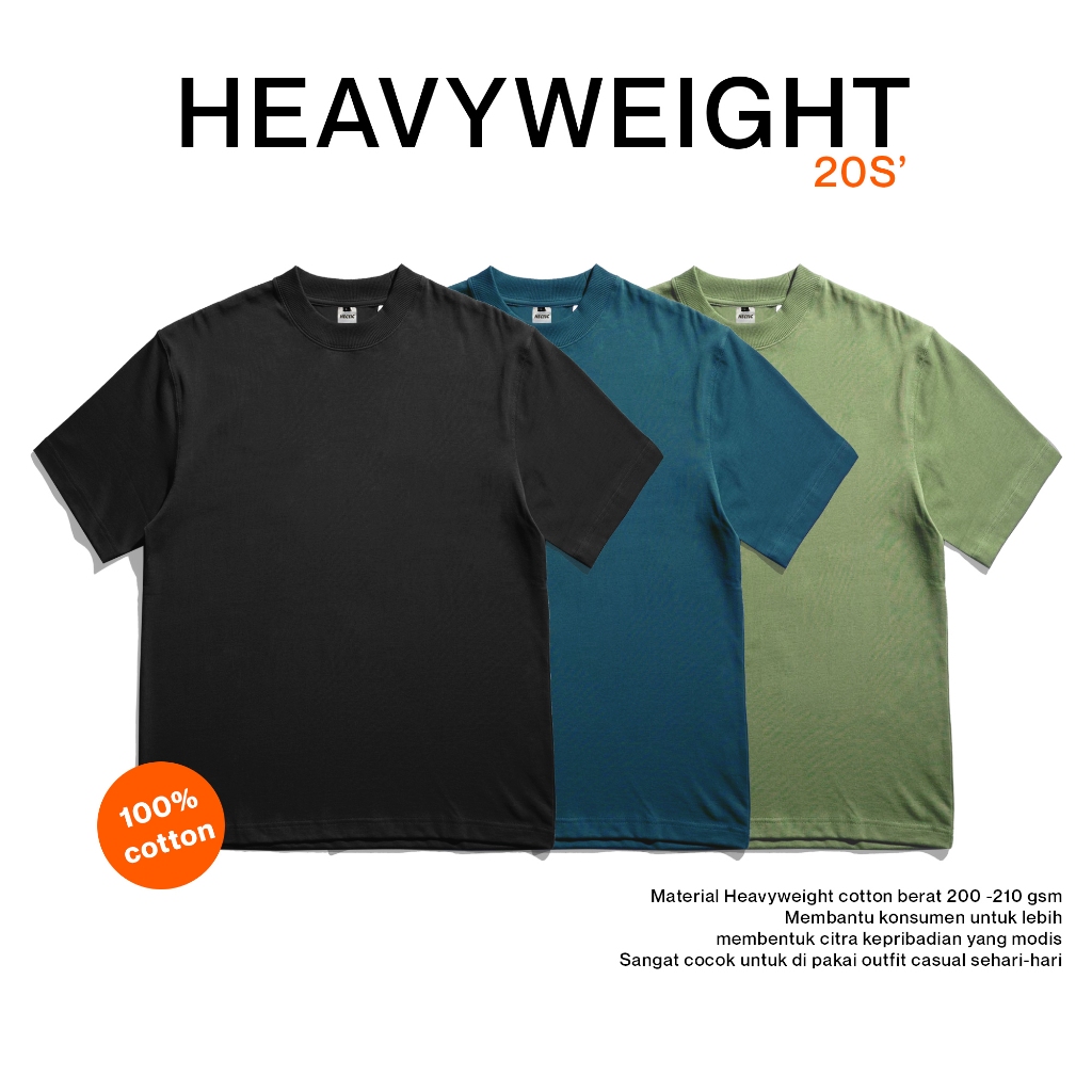 Jual Heavyweight Tshirt Kaos Polos Oversized Katun Hitam Hectic