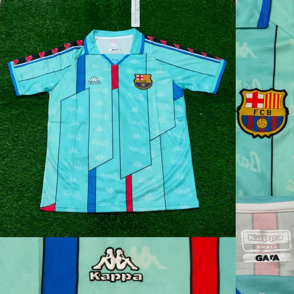 Jual BARCA BARCELONA AWAY RETRO JERSEY BAJU BOLA KLASIK 1995 1997 GRADE