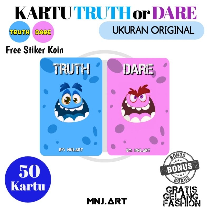 Jual Kartu Permainan Truth Or Dare Monster Vector Besar Pack