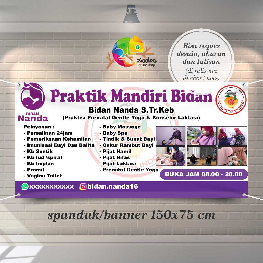 Jual Spanduk Banner Praktik Mandiri Bidan Free Custom Desain Shopee