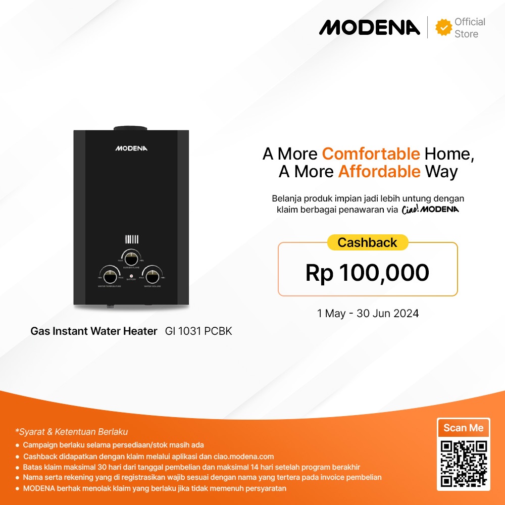 Jual Modena Tankless Gas Instant Water Heater Gi Pcbk Shopee