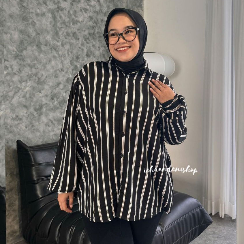 Jual Ich Lussy Kemeja Strip Oversize Kemeja Rayon Jumbo Bigsize