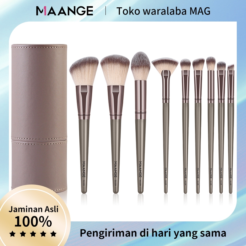 Jual MAANGE 9Pcs Brush Makeup Kit Kuas Rias Kuas Dengan Wadah Portabel