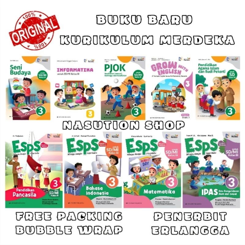 Jual BUKU PAKET KELAS 3 SD MI PENERBIT ERLANGGA KURIKULUM MERDEKA KM