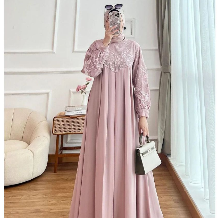 Jual GAMIS PESTA MEWAH ELEGAN S M L XL XXL HAYA DRESS MAXY CERUTY