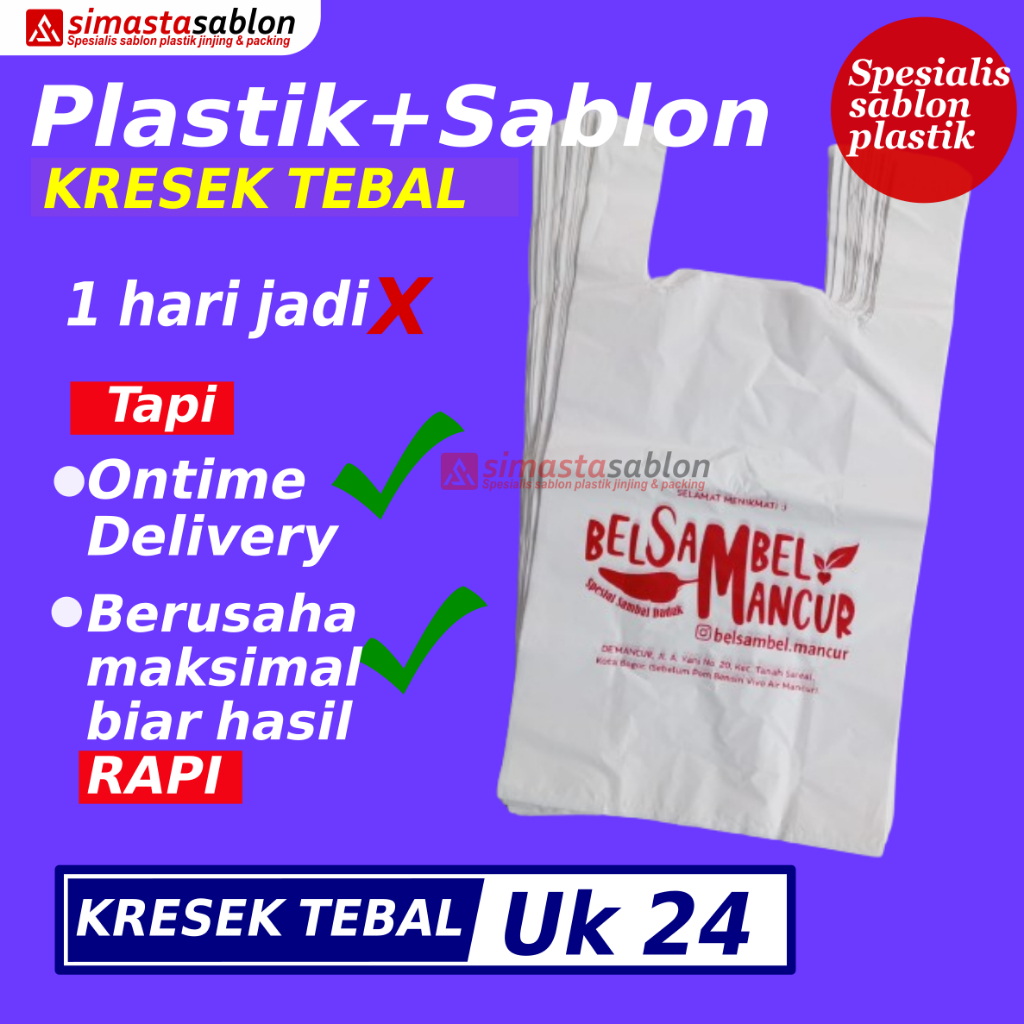 Jual Sablon Kantong Plastik Kresek Jinjing Tebal Kustom Ukuran 24