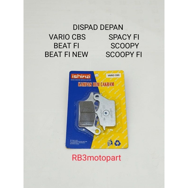 Jual DISPAD KAMPAS REM DEPAN ISHIMA BEAT FI ESP POP VARIO TECHNO CBS