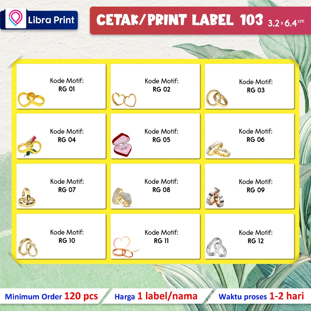 Jual Cetak Stiker Label 103 Polos Motif Print Label Nama Undangan