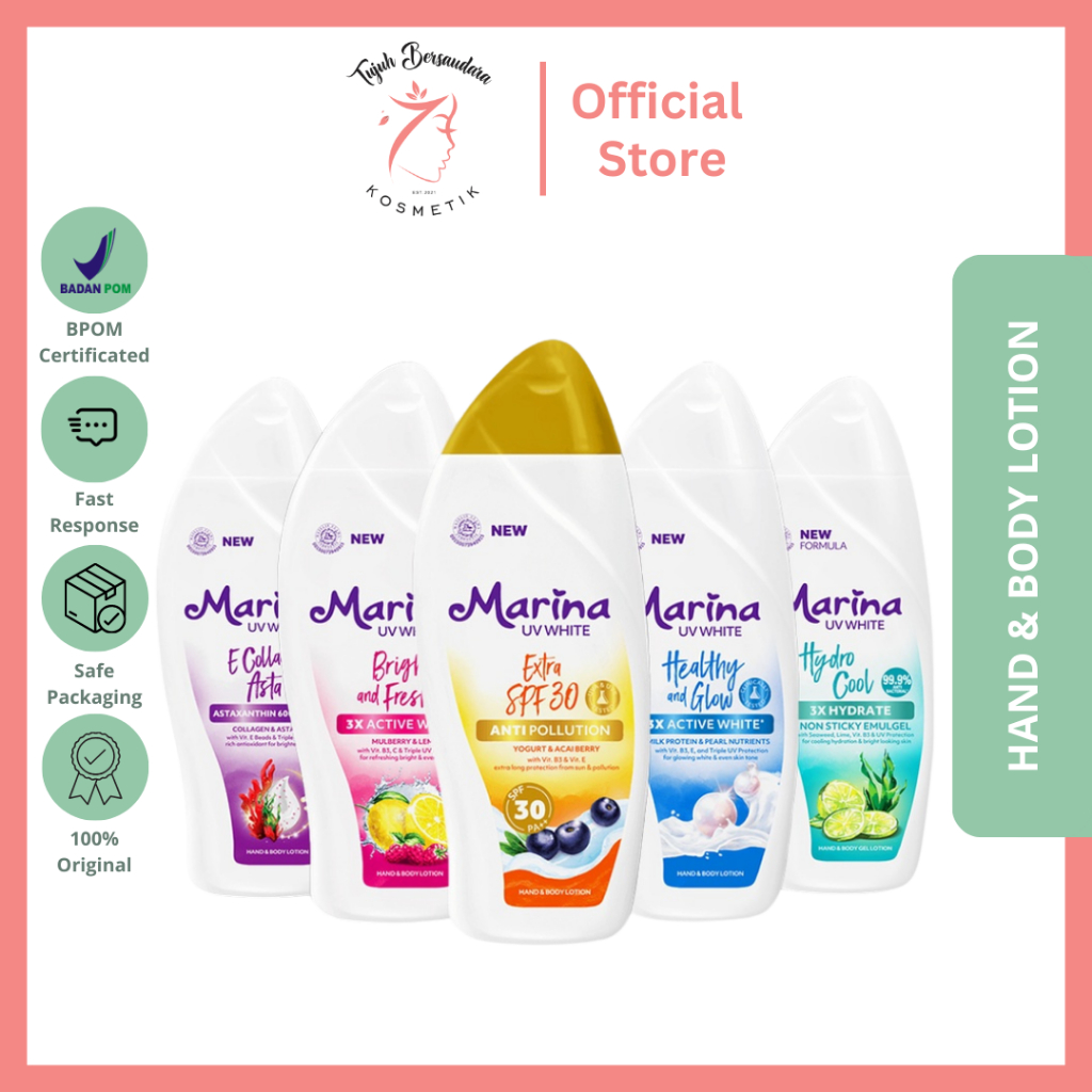 Jual Marina UV White Hand Body Lotion Series Healthy And Glow E