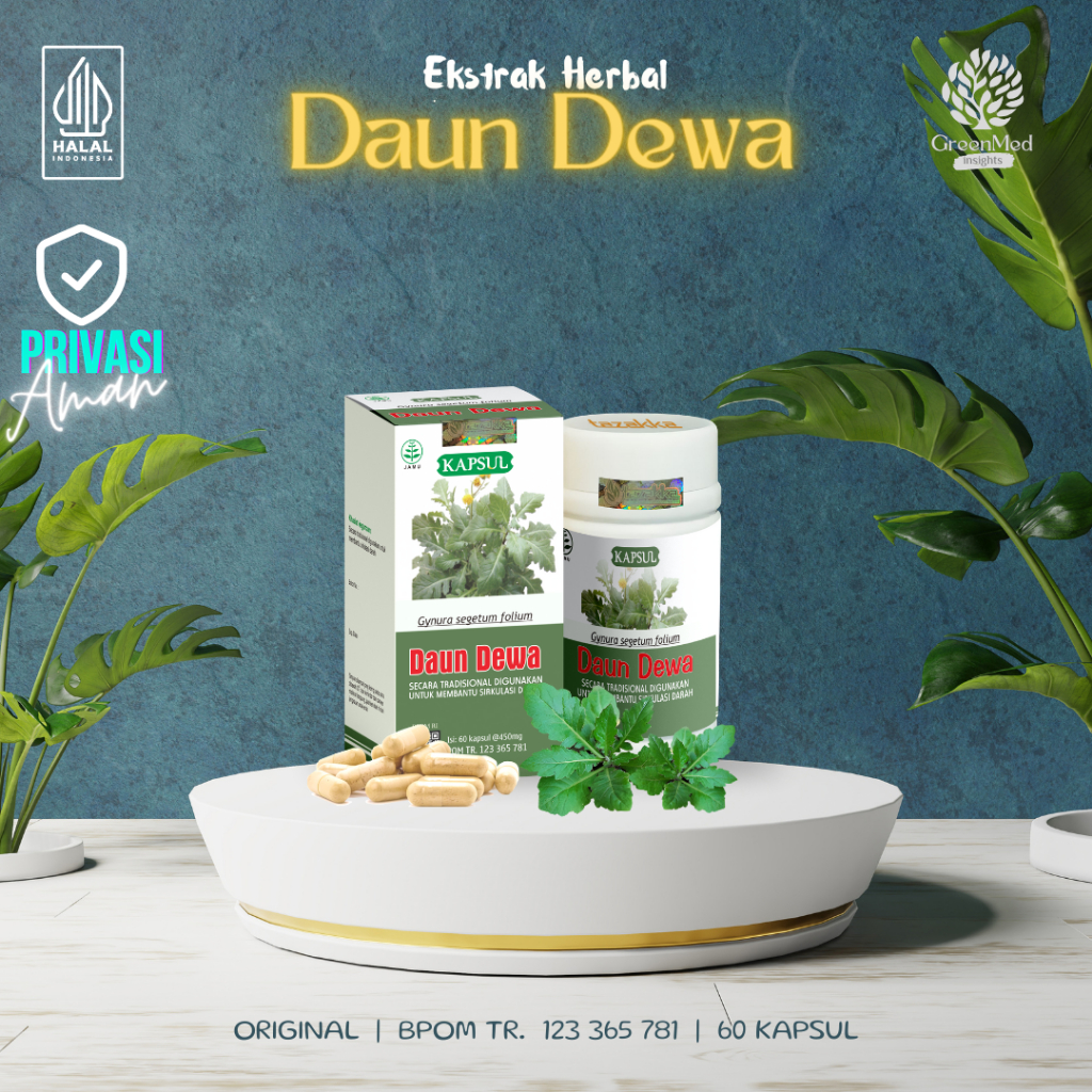 Jual Kapsul Daun Dewa Pengencer Darah Kental Herbal Tazakka Pil Jamu