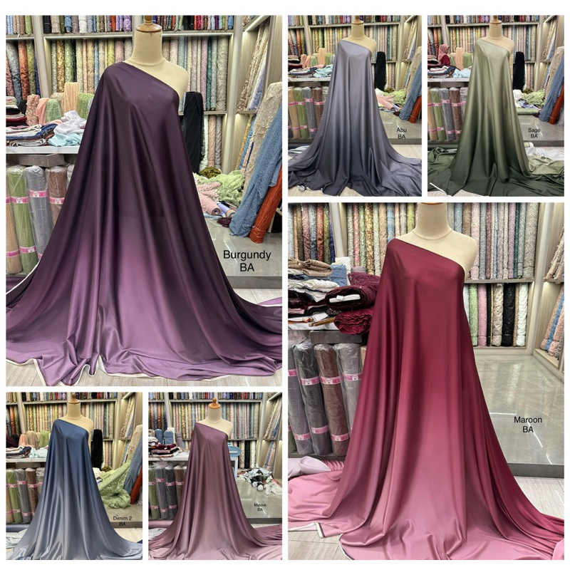 Jual NEW Kain Satin ARMANI SILK OMBRE Gradasi Premium Bahan Furing