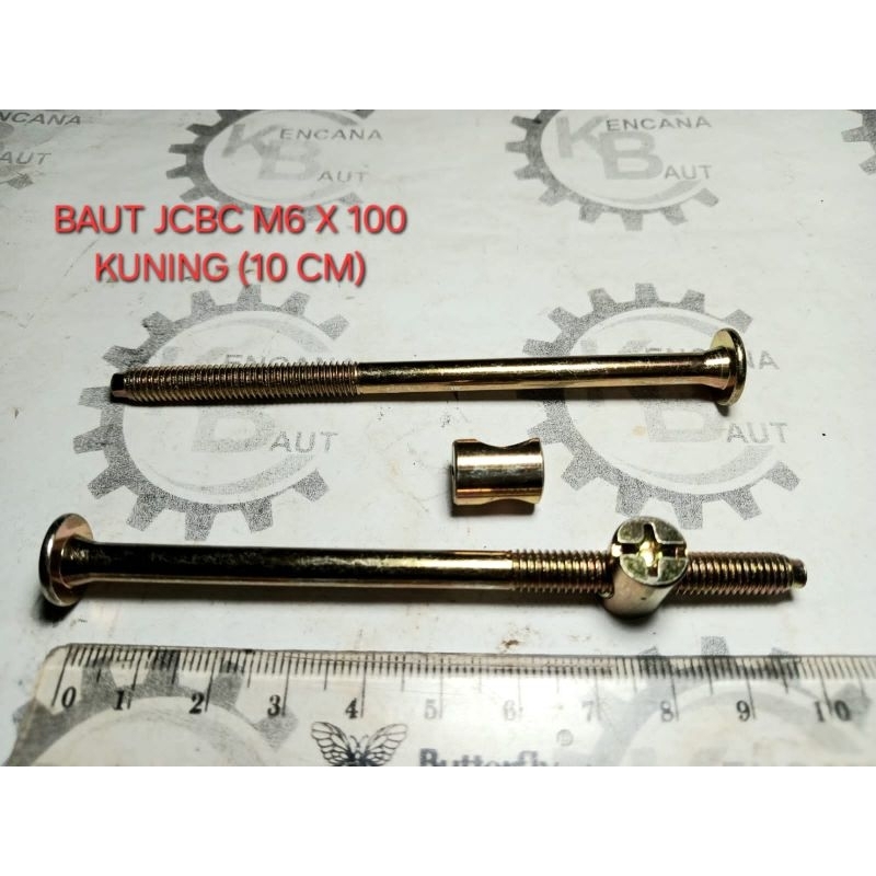 Jual 400 SET BAUT DAN MUR JCBC M6 X 100 KUNING MUR GULING BAUT