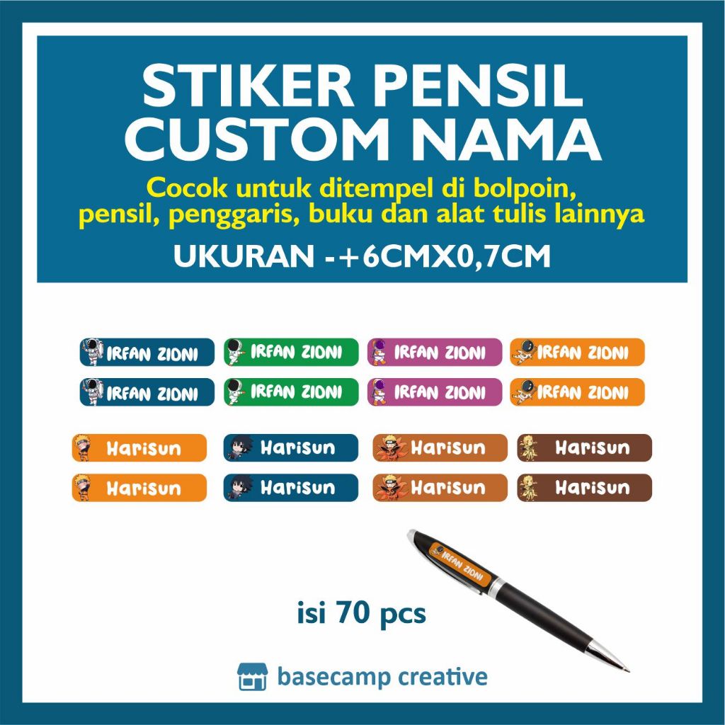 Jual STIKER NAMA PENSIL CUSTOM NAMA Stiker BULPOIN NAMA CUSTOM