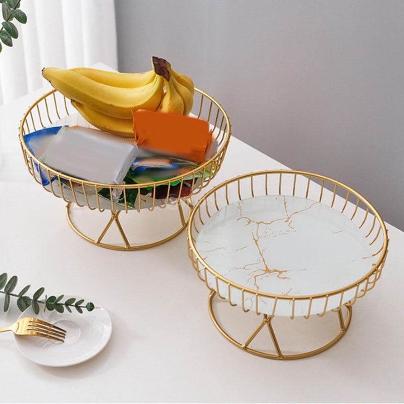 Jual Keranjang Buah Ss Piring Keramik Fruit Basket Gold Marble