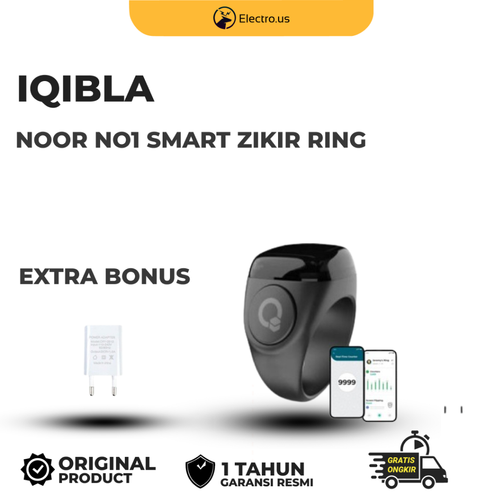 Jual Iqibla Zikr Smart Ring Noor N Cincin Tasbih Muslim Digital Free