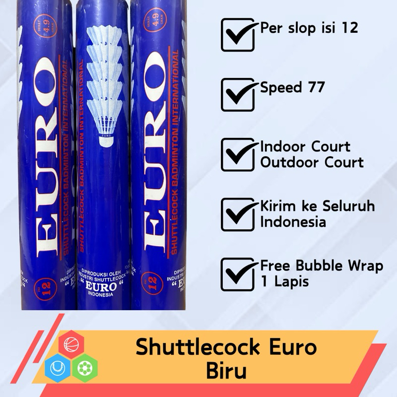 Jual Shuttlecock Euro Kok Cock Badminton Bulu Tangkis Biru Hitam