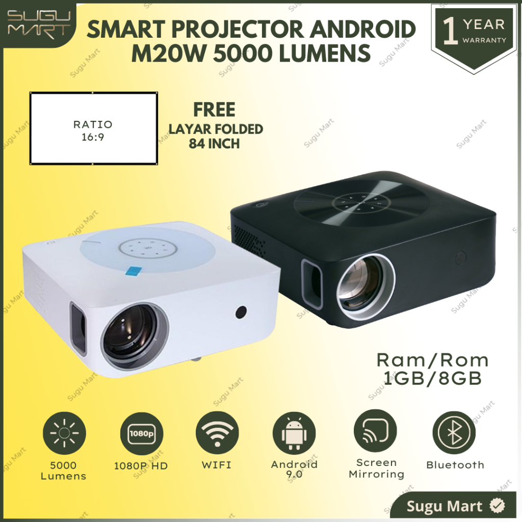 Jual Proyektor Android Smart Proyektor M20W Android 5000 Lumens Full