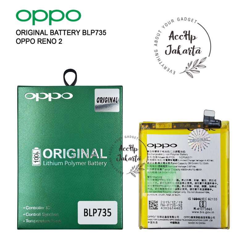 Jual Baterai Batre Oppo Reno 2 BLP735 Batu Baterai Blp 735 Reno 2