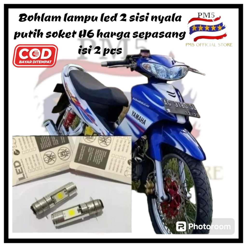 Jual Lampu Depan Motor Led Sisi Nyala Putih Soket H Matic Bebek Pnp