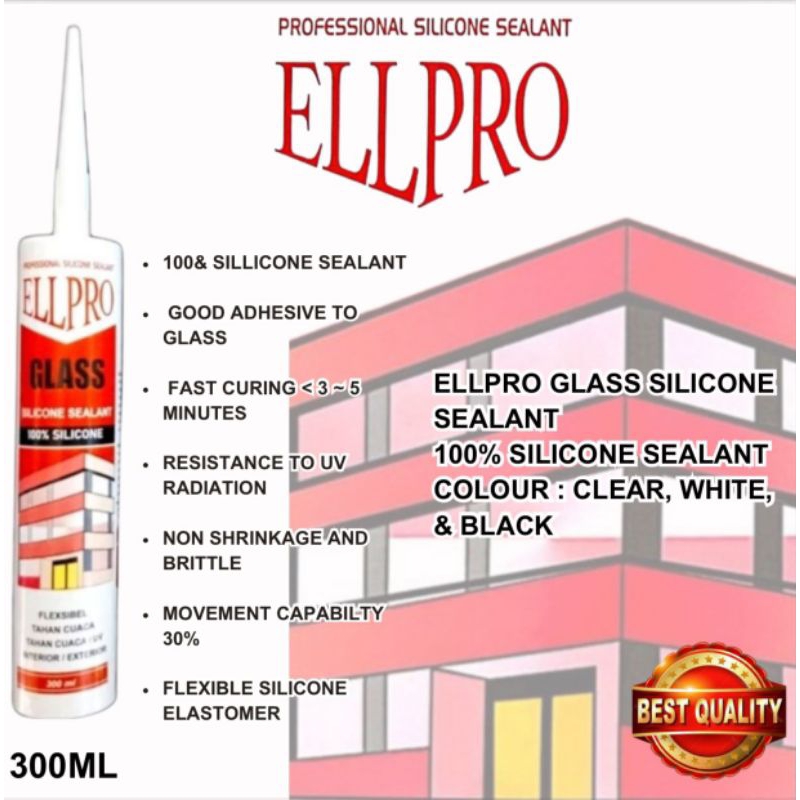 Jual Lem Silikon Kaca Aquarium Wall Panel Ellpro Glass Sealant Setara