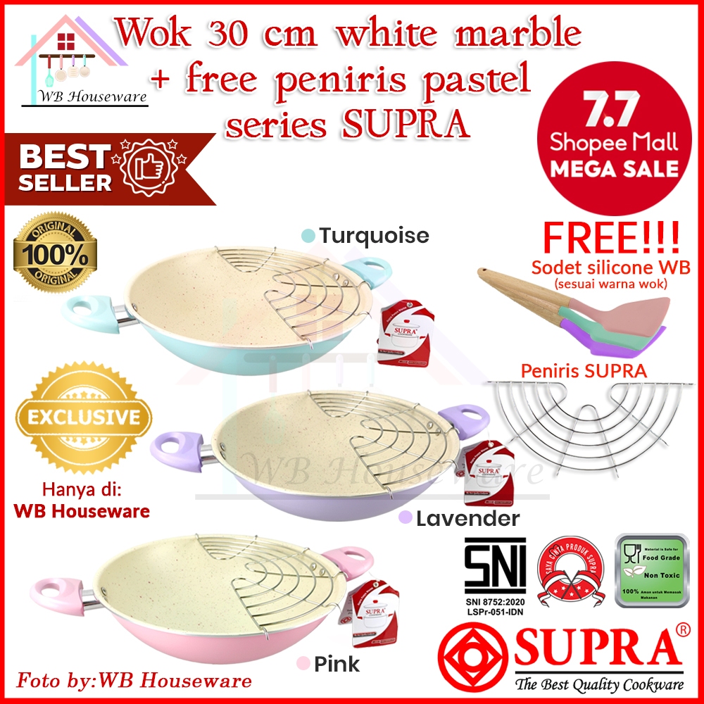 Jual Supra Wok Set Cm Wajan Kuali Supra Cm Alumunium White Marble