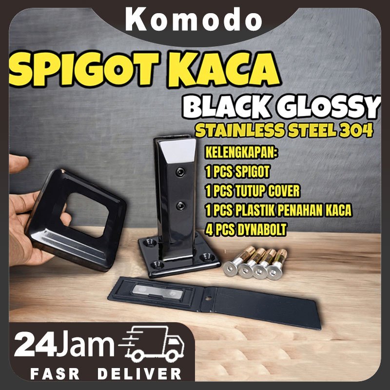 Jual SPIGOT BRACKET PENJEPIT KACA STAINLSSS SS 304 BLACK MATTE Shopee