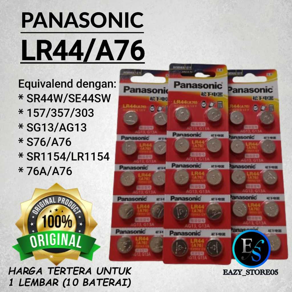 Jual Baterai LR44 Panasonic Original Alkaline Battery 1 5V Batre