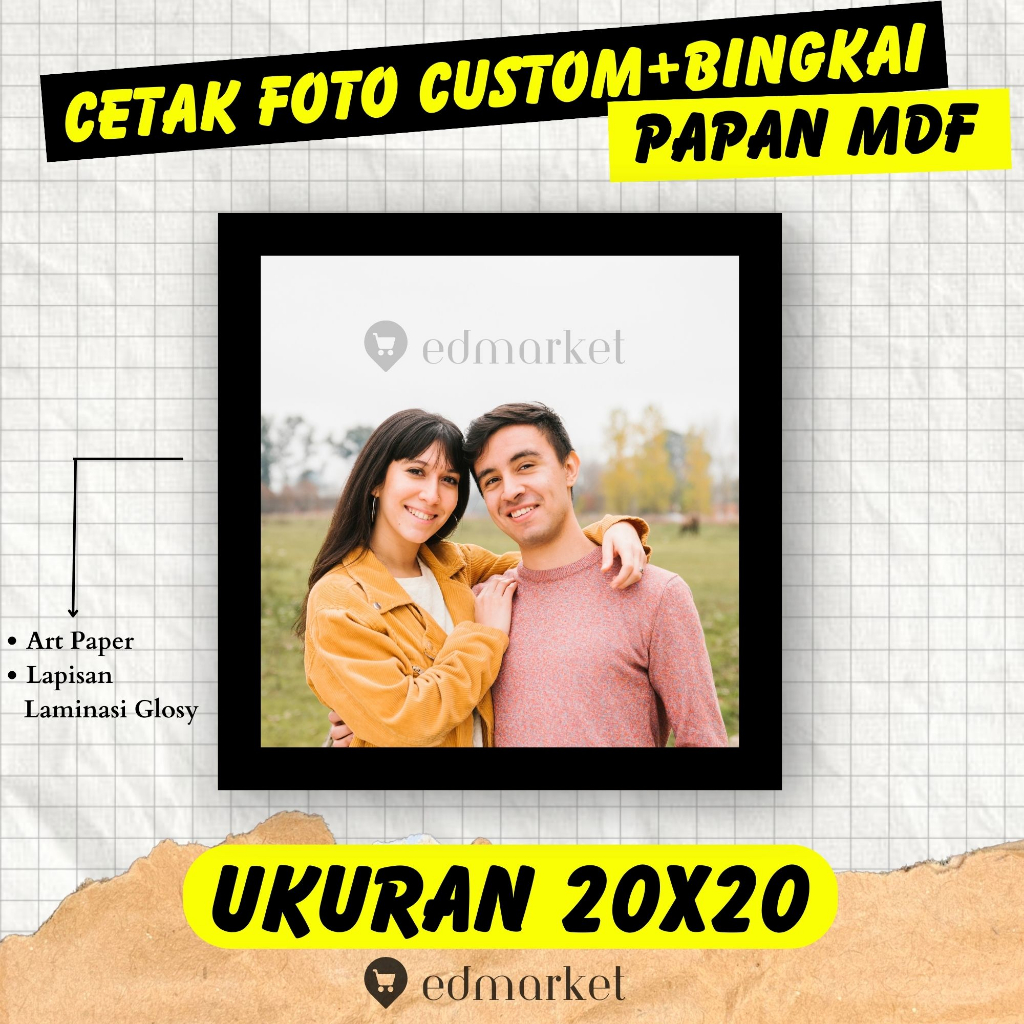 Jual CETAK FOTO BINGKAI MDF 1 FOTO UKURAN 20X20 Shopee Indonesia