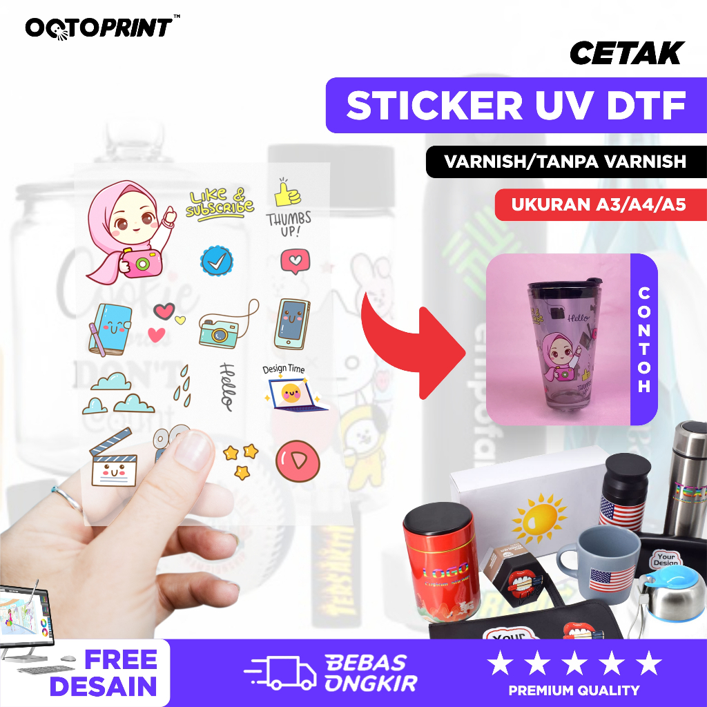 Jual Cetak Sticker 3D UV DTF Timbul Decal Kering Octoprint Shopee