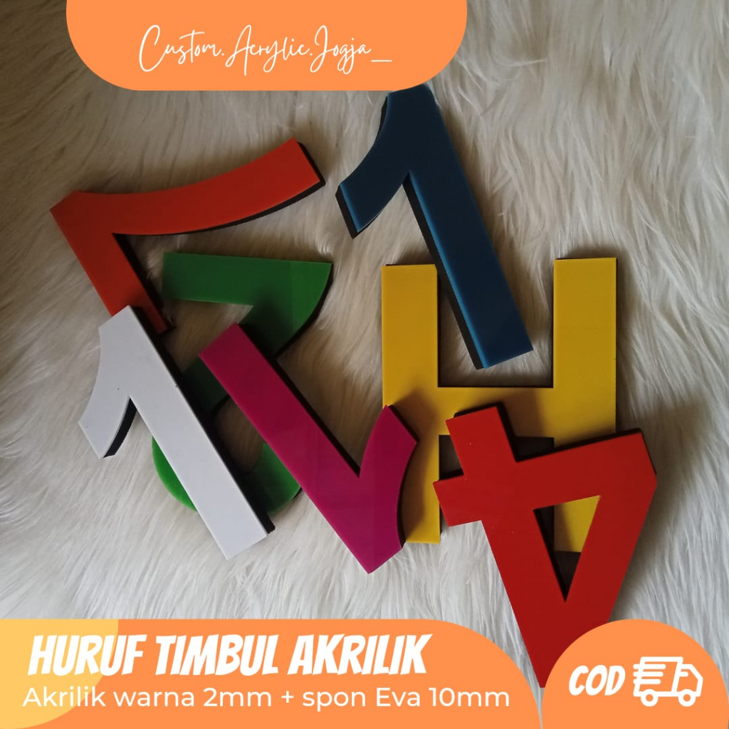 Jual Huruf Timbul Akrilik Huruf Akrilik Timbul Custom Warna Spon Eva Akrilik Mm Custom