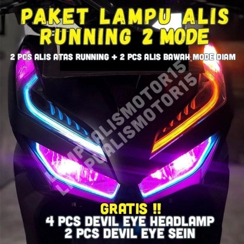 Jual Paket Lampu Alis Sein Running Vario Bonus Devil Eye